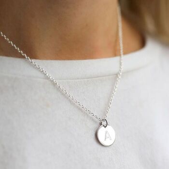 Sterling Silver Engraved Disc Necklace, 2 of 5