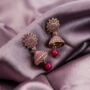 Small Pink Intricate Floral Colourful Boho Jhumkis, thumbnail 1 of 10