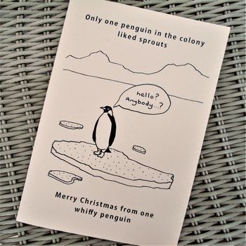 Joke Sprouty Penguin Christmas Card, 2 of 2