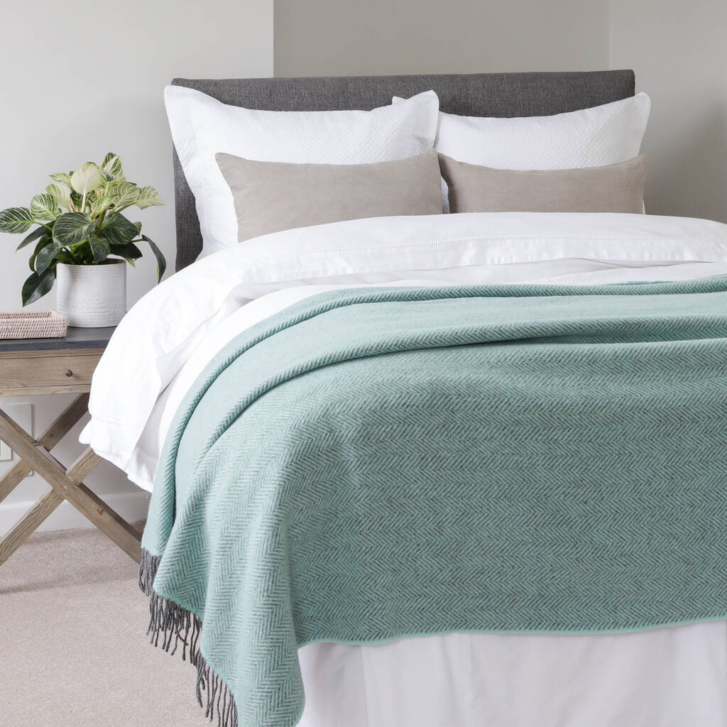 Extra Large Cashmere And Merino Wool Duck Egg Throw By Marquis & Dawe