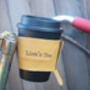 Personalised Reusable Coffee Cup Leather Bike Holder, thumbnail 1 of 9