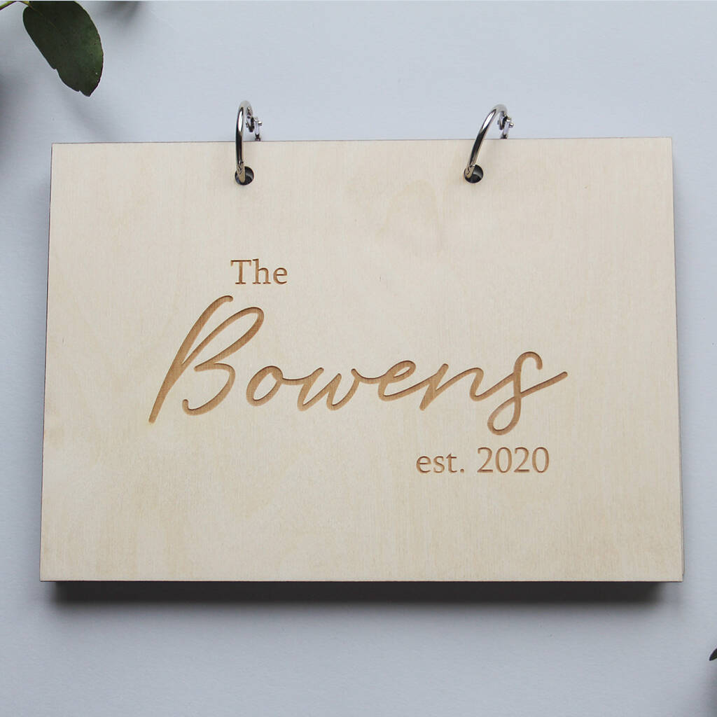 Personalised Surname Wooden Wedding Guest Book, 1 of 5