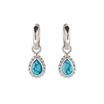 December Birthstone Turquoise Sterling Silver Huggie Hoop Earrings, 2 of 12