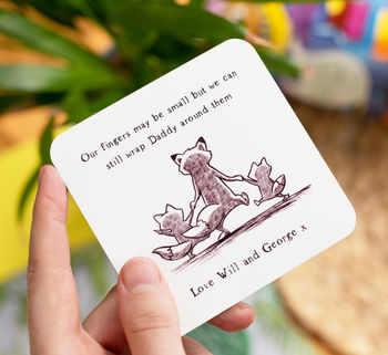 Personalised Wrap Daddy Around Our Fingers Fox Coaster, 2 of 2
