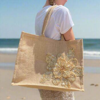 Flower Jute Tote Bag, 3 of 3