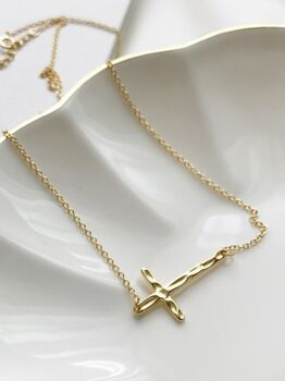 Dainty 14 K Gold Cross Choker Necklace, 6 of 8