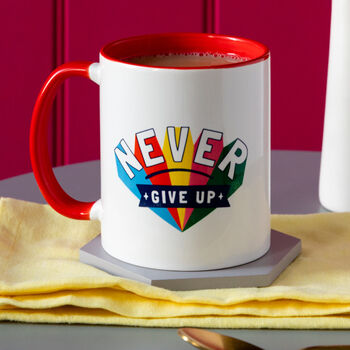 Never Give Up Mindset Colourful Coffee And Tea Mug, 2 of 7