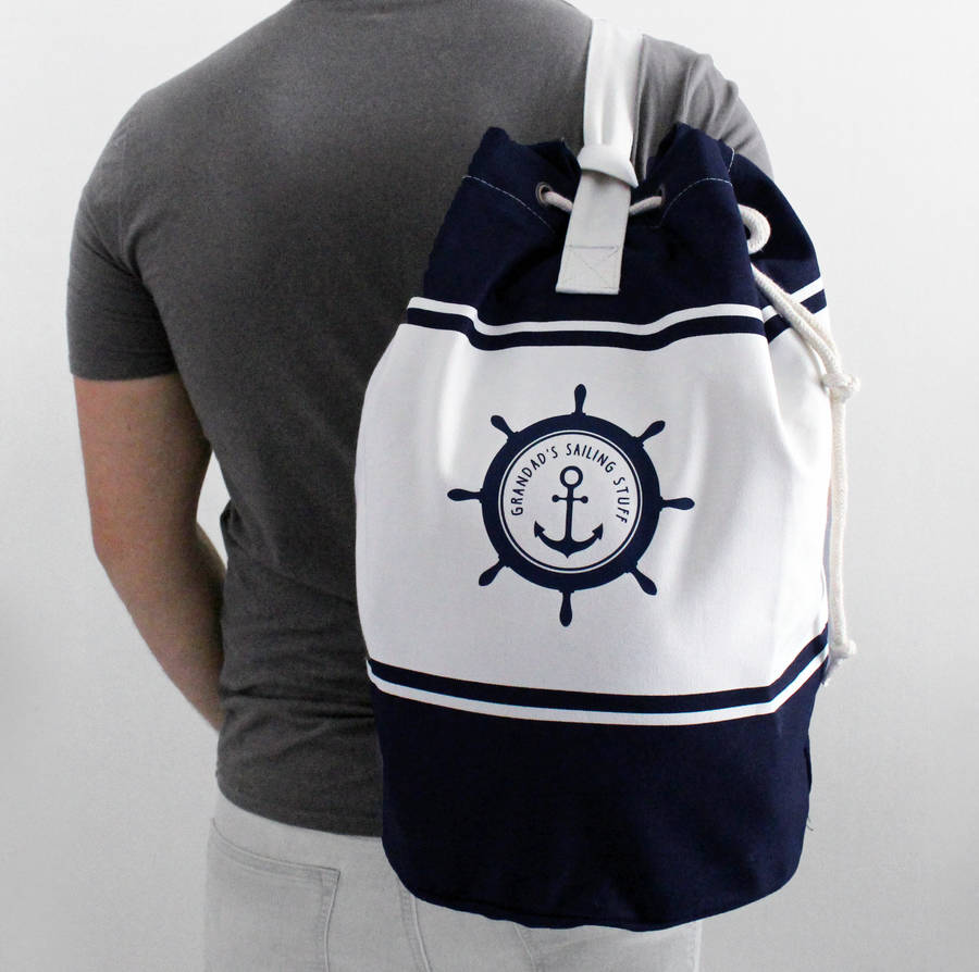 personalised sailing canvas duffle bag by precious little plum