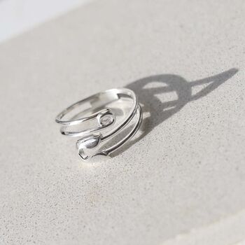 Sterling Silver Adjustable Safety Pin Ring, 4 of 8