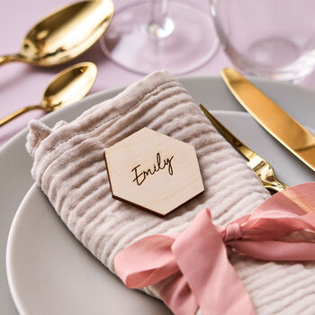 Wooden Hexagon Wedding Place Setting, 5 of 8