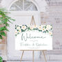 Wedding Welcome Sign White And Dark Green Floral, thumbnail 4 of 7