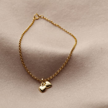 9ct Gold Double Heart Charm Bracelet, 5 of 9