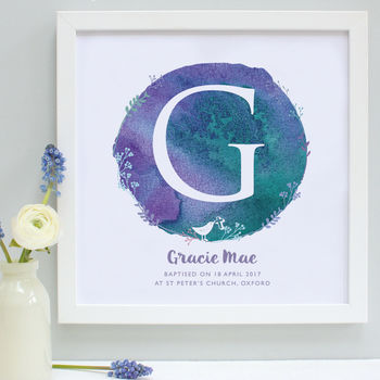 Personalised Christening Watercolour Framed Print, 8 of 11