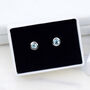Silver Blue Topaz Round Stud Earrings, thumbnail 1 of 3