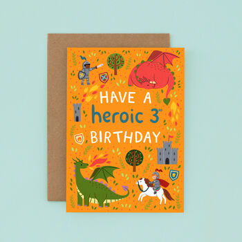 Any Age Heroes And Dragons Birthday Card, Boys Age Birthday Card, Kids, 4 of 8