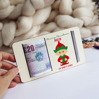 Personalised Christmas Elf Money Gift Holder, 3 of 8