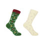 Christmas Tree Green And Leaf Cream Women's Socks Bundle, thumbnail 1 of 4