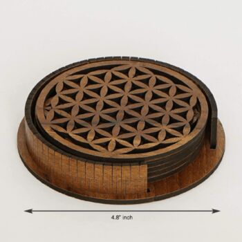 Wooden Tea Coaster With Stand Triangle Design, 2 of 5