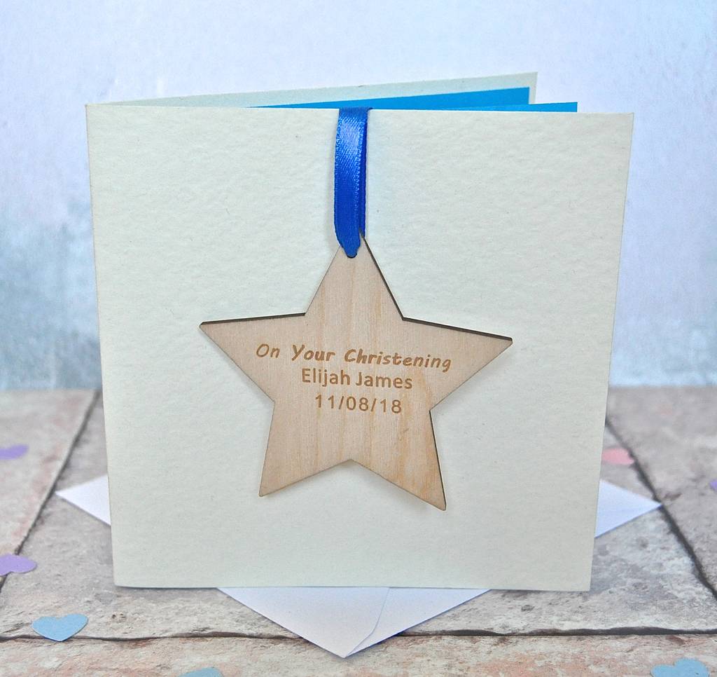 Personalised Christening Wooden Card, 1 of 3