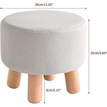 Wooden Footstool Ottoman Pouffe Padded Stool Chair, 12 of 12