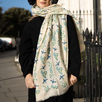 Blue Birds Print Scarf In Personalised Gift Box, 6 of 8