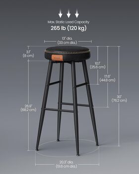 Set Of Two Bar Stools Synthetic Leather With Stitching, 12 of 12