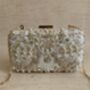 White Handcrafted Rectangular Pearl Clutch Bag, thumbnail 6 of 10