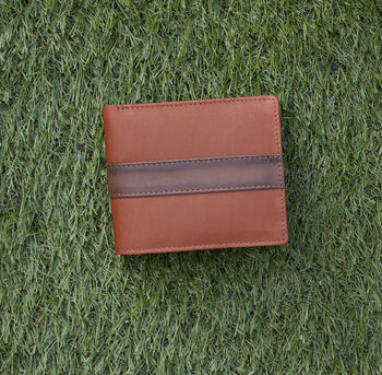 Personalised English Leather Tan Trifold Men's Wallet, 2 of 12