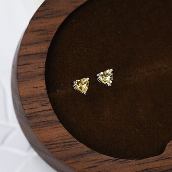 Genuine Citrine Crystal Heart Stud Earrings, 7 of 12