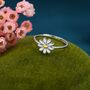 Sterling Silver Adjustable Daisy Flower Ring, thumbnail 3 of 8