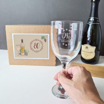 Personalised 80th Birthday Gift Engraved Wine Glass, 4 of 9