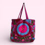 Embroidered Cotton Bag In Purple, thumbnail 1 of 12
