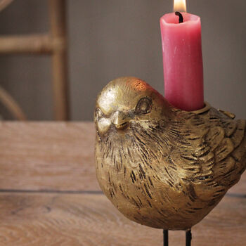 Gold Robin Bird Candlestick, 2 of 2