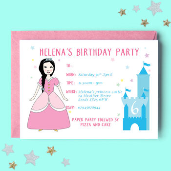 Princess Personalised Birthday Party Invitations, 2 of 4