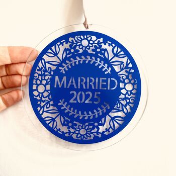 Wedding Anniversary Glass Sun Catcher, 4 of 11