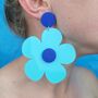 Giant Blue Flowers, Acrylic Earrings, thumbnail 1 of 2