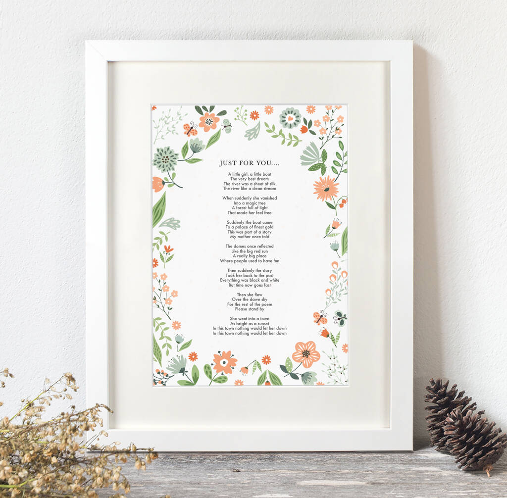 Personalised Floral Poem, Song, Favourite Words Print, 1 of 7