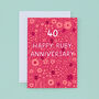 Ruby Floral 40th Anniversary Card, thumbnail 2 of 2