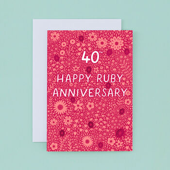 Ruby Floral 40th Anniversary Card, 2 of 2
