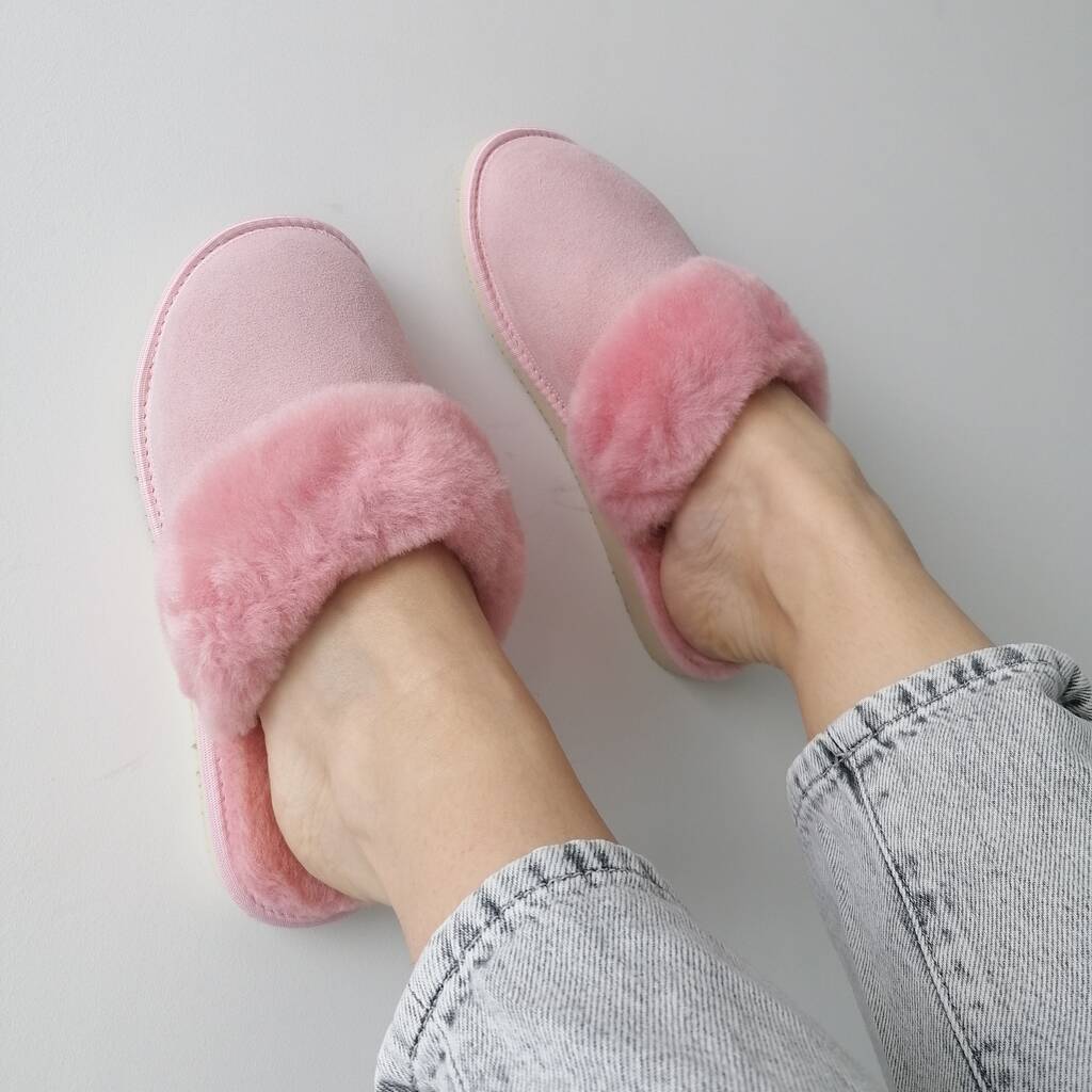 Pink Luxury Sheepskin Mule Slippers, 1 of 12