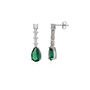 Pear Emerald Color Sterling Silver Drop Earrings, thumbnail 2 of 4
