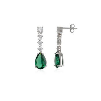Pear Emerald Color Sterling Silver Drop Earrings, 2 of 4