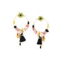 Flower Jade Post Earrings, With Black And Pink Colours, thumbnail 3 of 3
