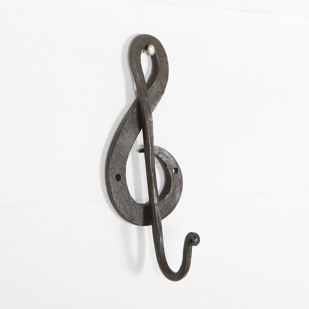 Black Iron Treble Clef Musical Note Hook By red berry apple