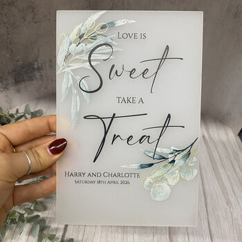 Botanical Personalised Love Is Sweet Sign Opaque, 3 of 6