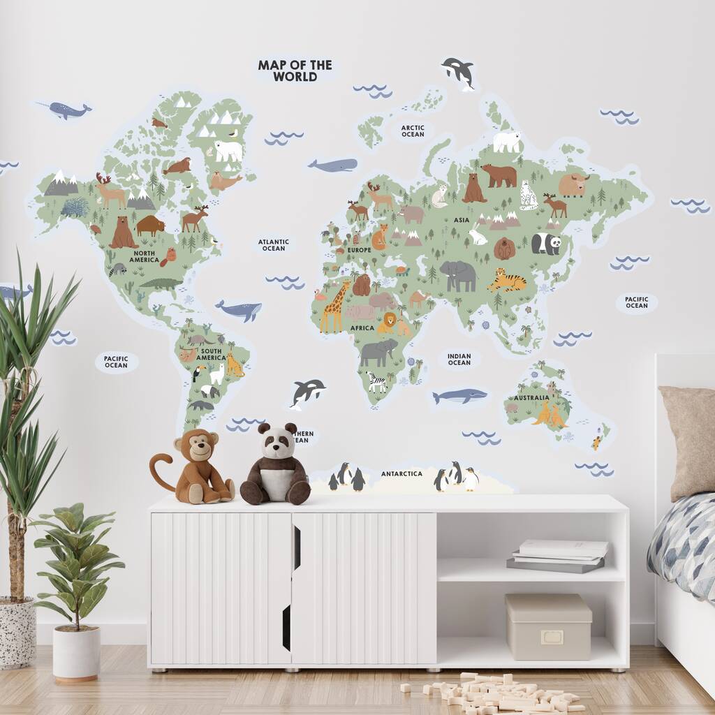Large Fabric World Map Wall Sticker, 1 of 4