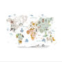 Educational Map Of The World With Wildlife Animals, thumbnail 3 of 5