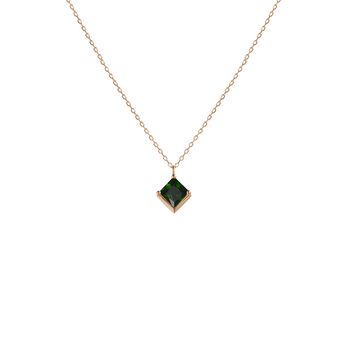 Rose Gold Pendant Birthstone Necklace May Emerald, 5 of 6