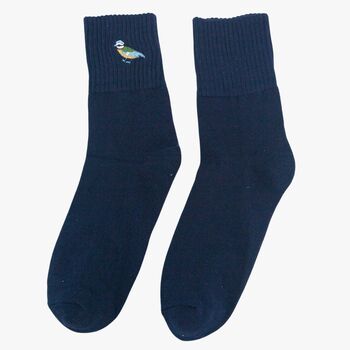 Women's Blue Tit Embroidered Cotton Ankle Socks Three Pack, 2 of 4