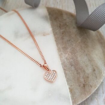 Cz Rose Gold Heart Necklace, Happy Valentines, 2 of 4